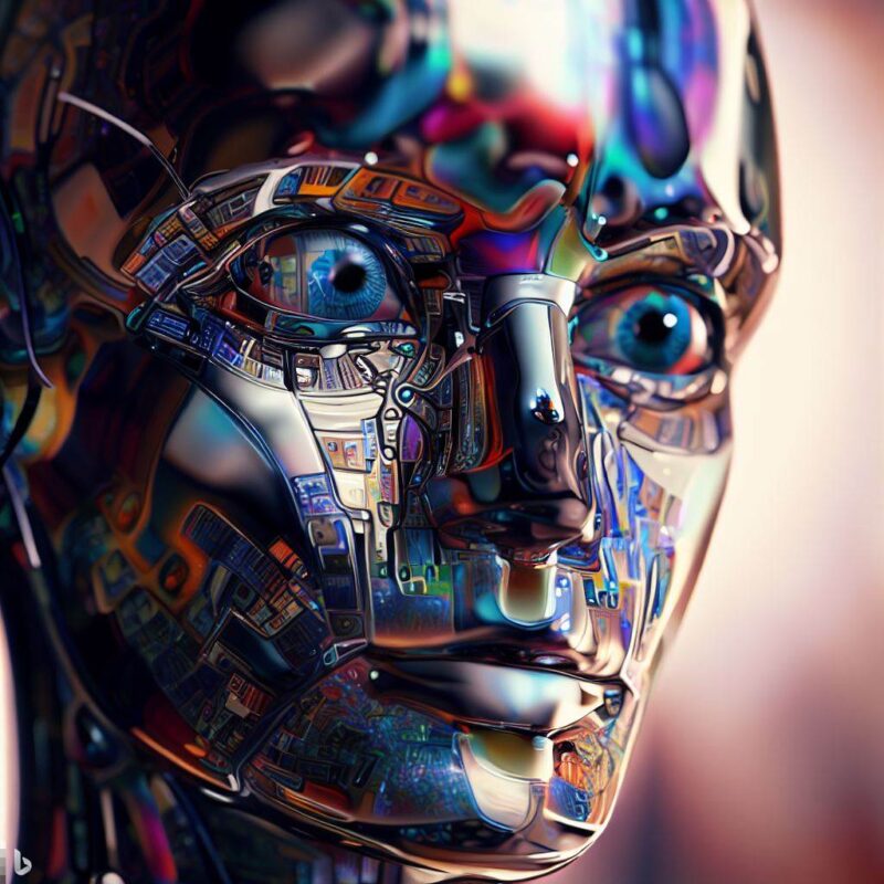 robô de inteligência artificial olhando fixamente